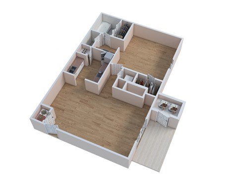 Floor plan for 1 bed, 1 bath, 705 sqft